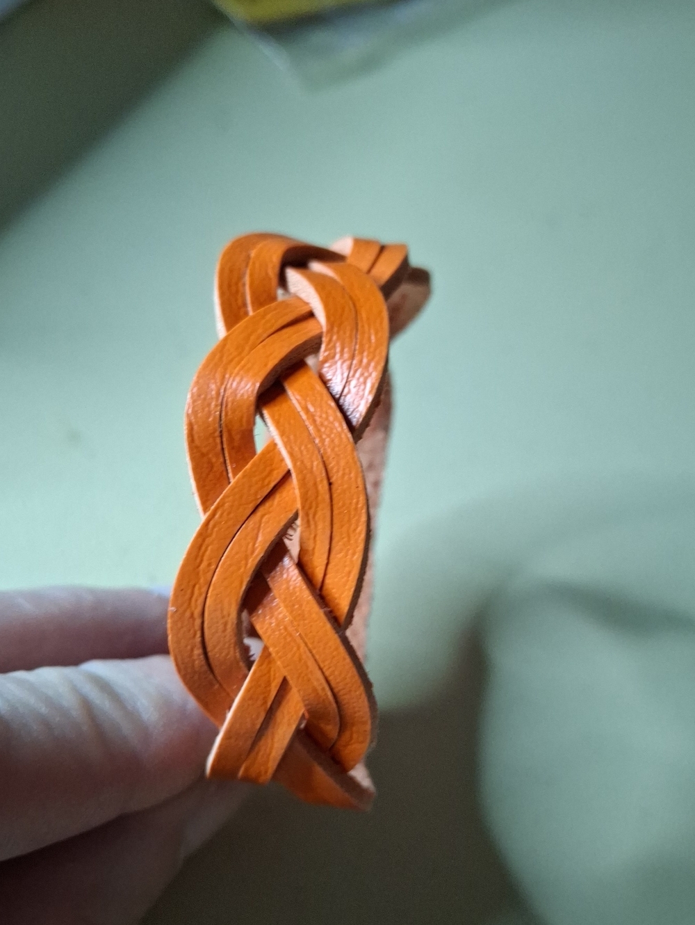 Braided Pleather Bracelet - Orange
